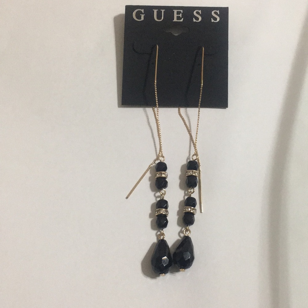 GUESS EARRING GOLD TONE DIAMONDS & CAVIAR